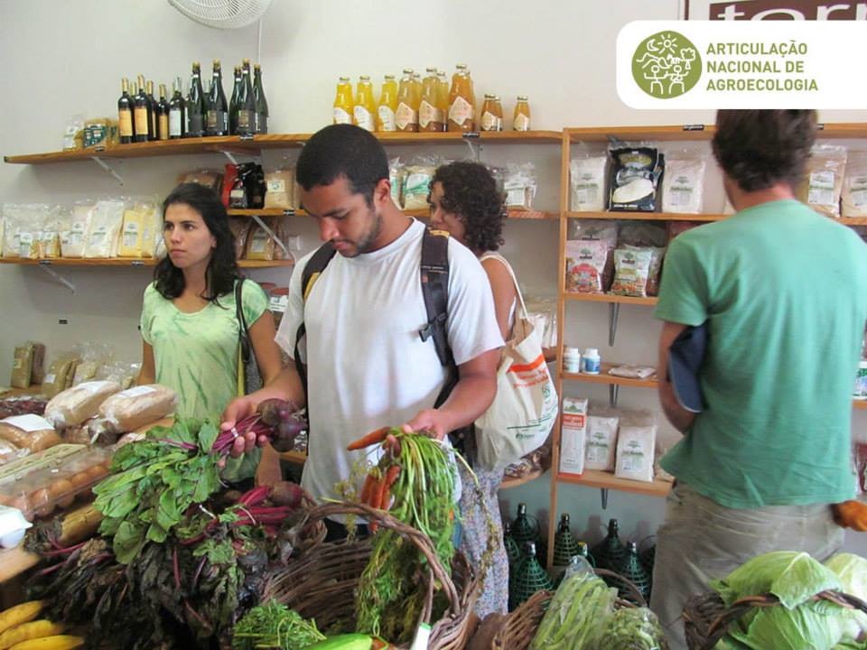 People in shop buying Agroecological food